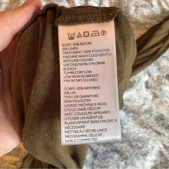 Ecote Urban  Outfitters Blouse Size‎ Large Olive Green Roll-Tab Sleeves Utility - Picture 14 of 14